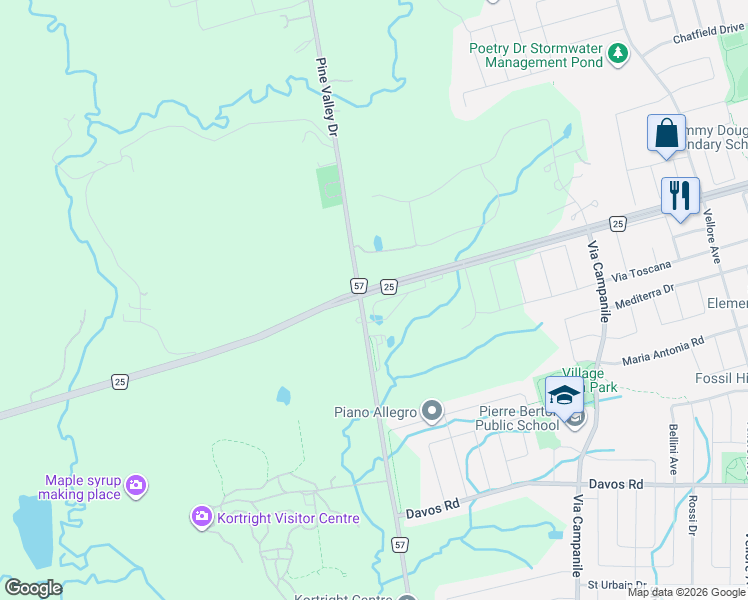map of restaurants, bars, coffee shops, grocery stores, and more near 134 De La Roche Drive in Vaughan