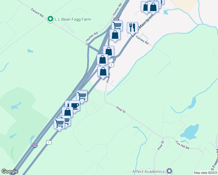 map of restaurants, bars, coffee shops, grocery stores, and more near 3 Hayden Lane in Freeport