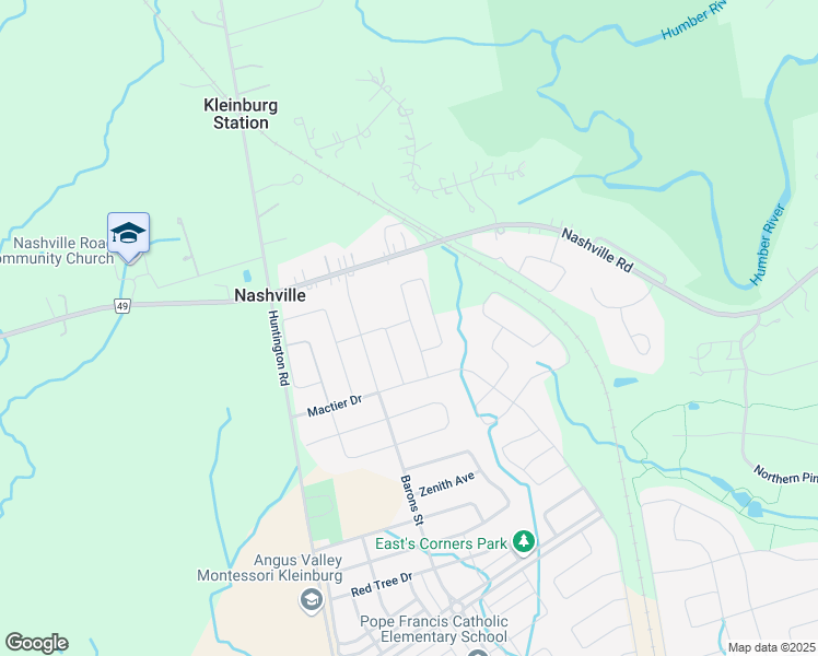 map of restaurants, bars, coffee shops, grocery stores, and more near 10671 Huntington Road in Vaughan