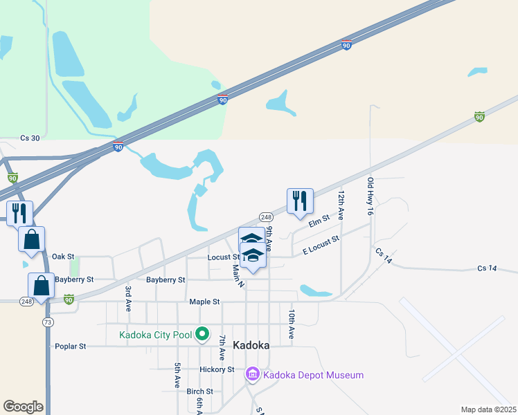 map of restaurants, bars, coffee shops, grocery stores, and more near 830 South Dakota 248 in Kadoka