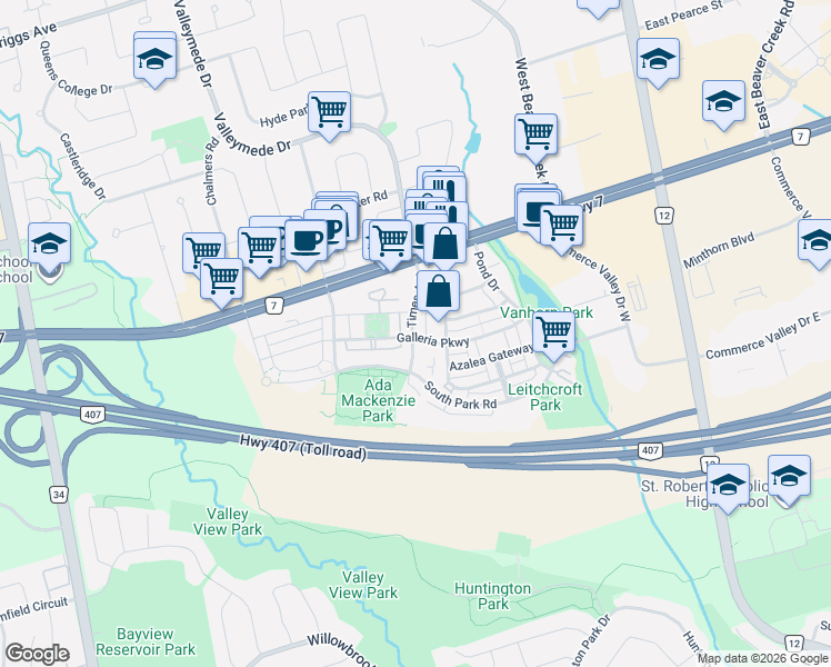 map of restaurants, bars, coffee shops, grocery stores, and more near 51 Times Avenue in Markham