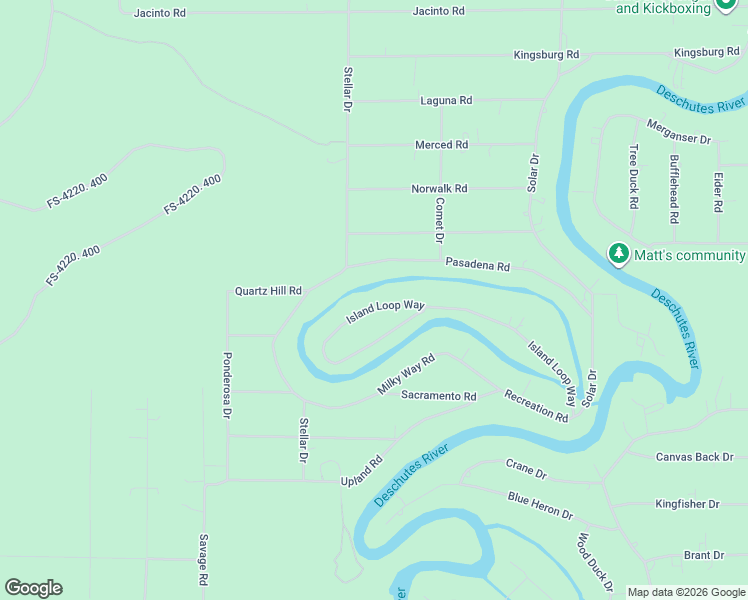 map of restaurants, bars, coffee shops, grocery stores, and more near 17068 Island Loop Way in Bend