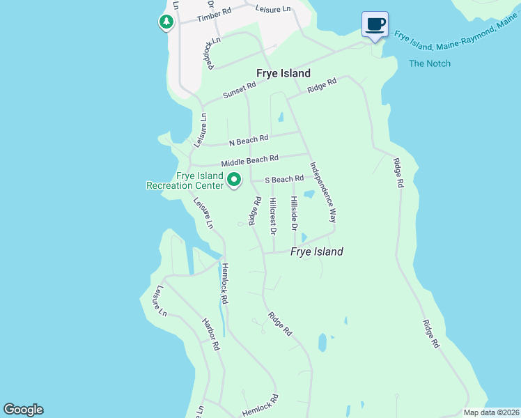 map of restaurants, bars, coffee shops, grocery stores, and more near High Point Drive in Frye Island