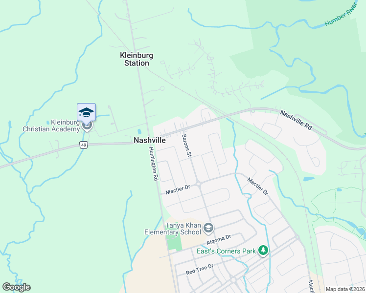 map of restaurants, bars, coffee shops, grocery stores, and more near 642 Barons Street in Vaughan