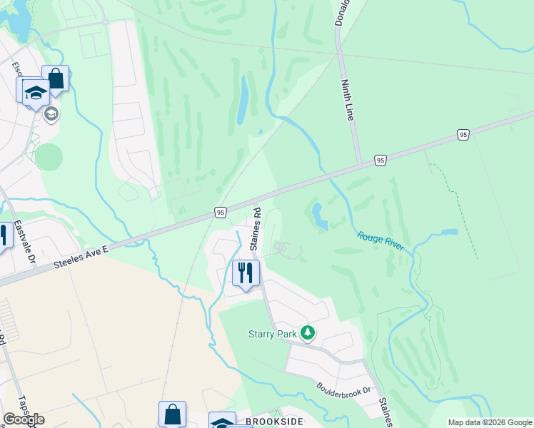 map of restaurants, bars, coffee shops, grocery stores, and more near Palk Lane in Toronto