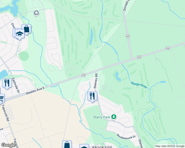 map of restaurants, bars, coffee shops, grocery stores, and more near in Toronto