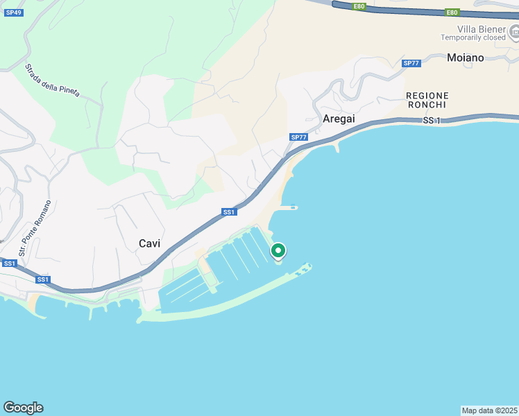 map of restaurants, bars, coffee shops, grocery stores, and more near 33 Pista Ciclabile del Parco Costiero della Riviera dei Fiori in Aregai