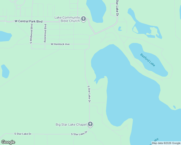 map of restaurants, bars, coffee shops, grocery stores, and more near 16192 South Star Lake Drive in Baldwin