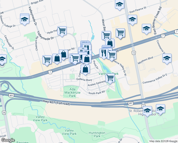 map of restaurants, bars, coffee shops, grocery stores, and more near 169 Leitchcroft Crescent in Markham