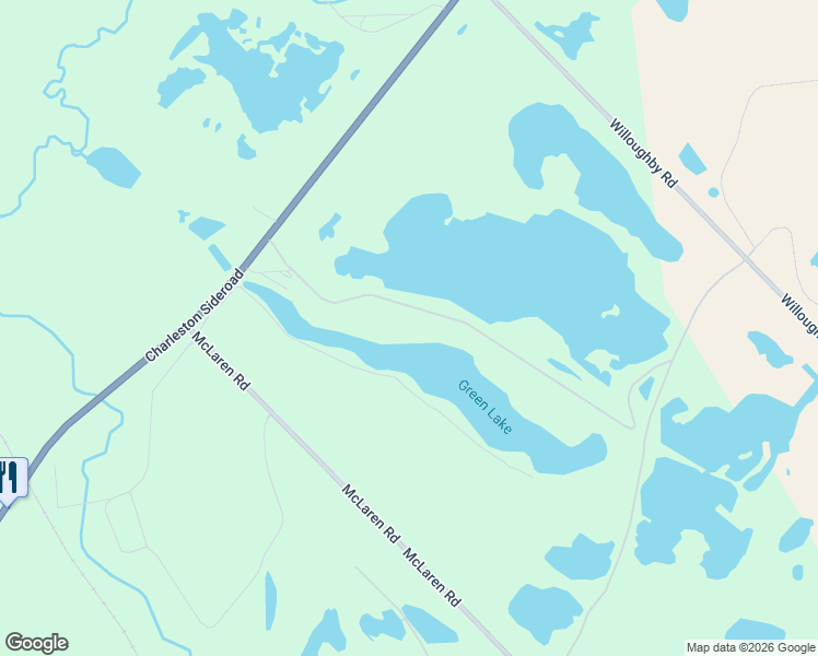 map of restaurants, bars, coffee shops, grocery stores, and more near Green Lake West in Caledon