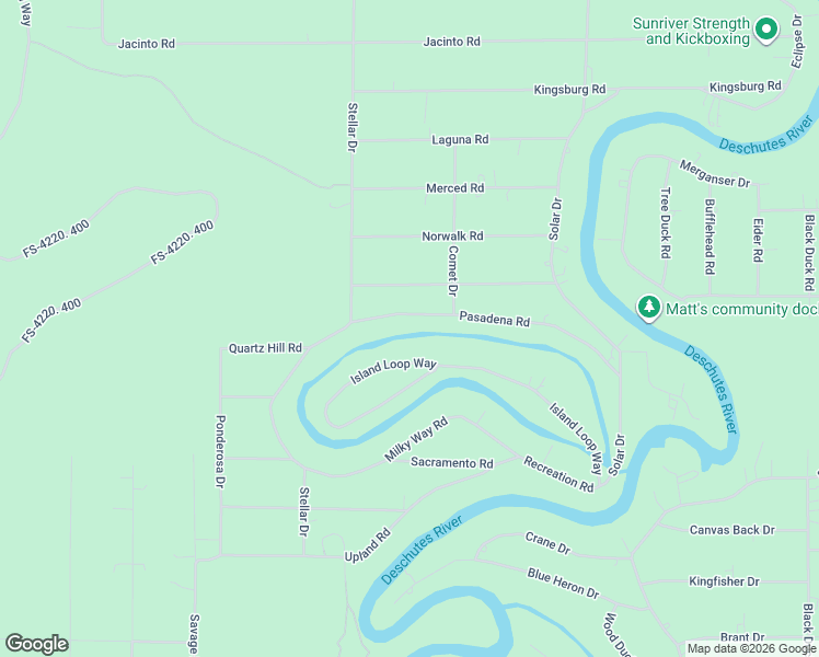 map of restaurants, bars, coffee shops, grocery stores, and more near 17080 Island Loop Way in Bend