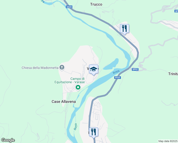 map of restaurants, bars, coffee shops, grocery stores, and more near 10 Frazione Varase in Varase