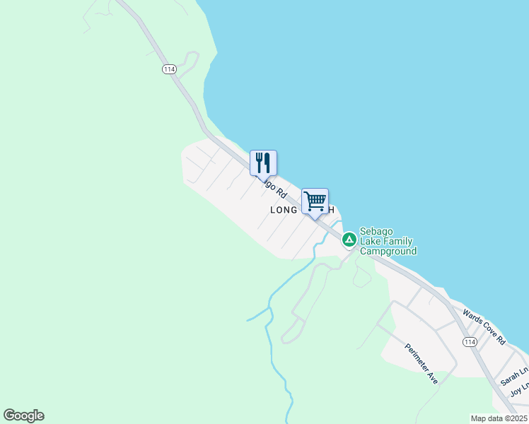 map of restaurants, bars, coffee shops, grocery stores, and more near 17 Naomi Street in Sebago