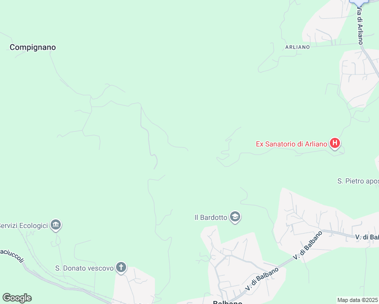 map of restaurants, bars, coffee shops, grocery stores, and more near Via del Fondaccio in Quiesa