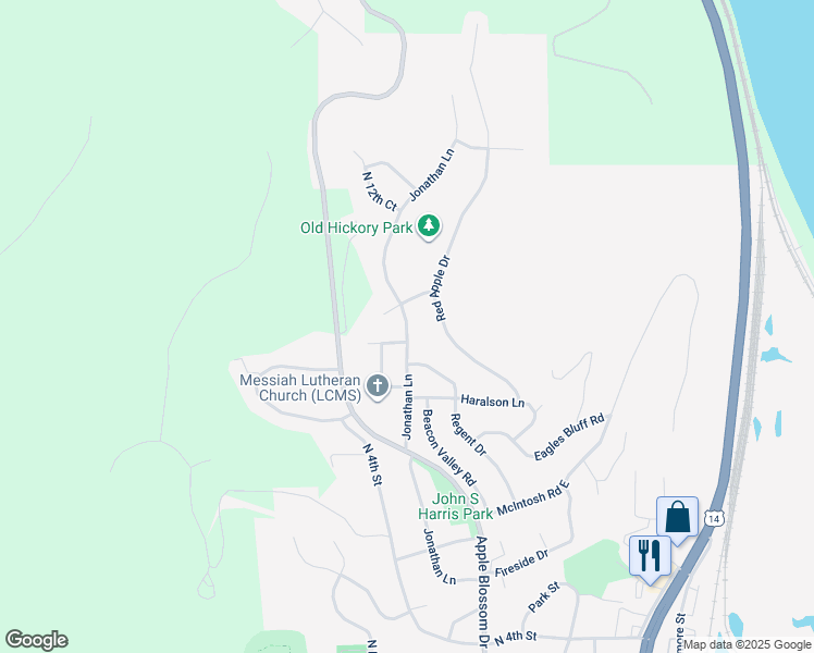 map of restaurants, bars, coffee shops, grocery stores, and more near 1009 Jonathan Lane in La Crescent