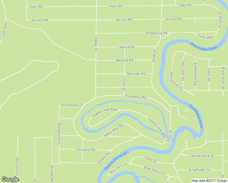 map of restaurants, bars, coffee shops, grocery stores, and more near 17075 Oxnard Road in Bend