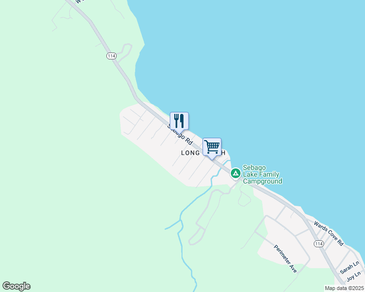 map of restaurants, bars, coffee shops, grocery stores, and more near 17 Naomi Street in Sebago