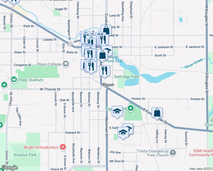 map of restaurants, bars, coffee shops, grocery stores, and more near in Ripon