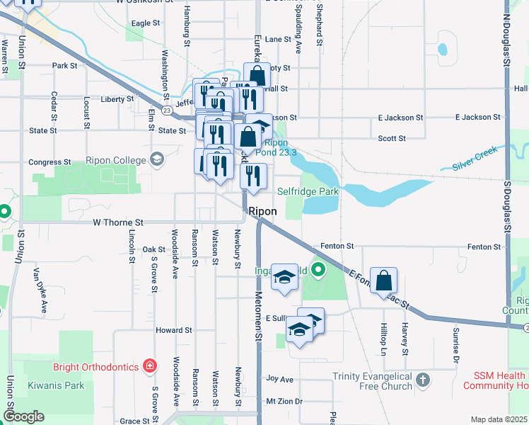 map of restaurants, bars, coffee shops, grocery stores, and more near in Ripon