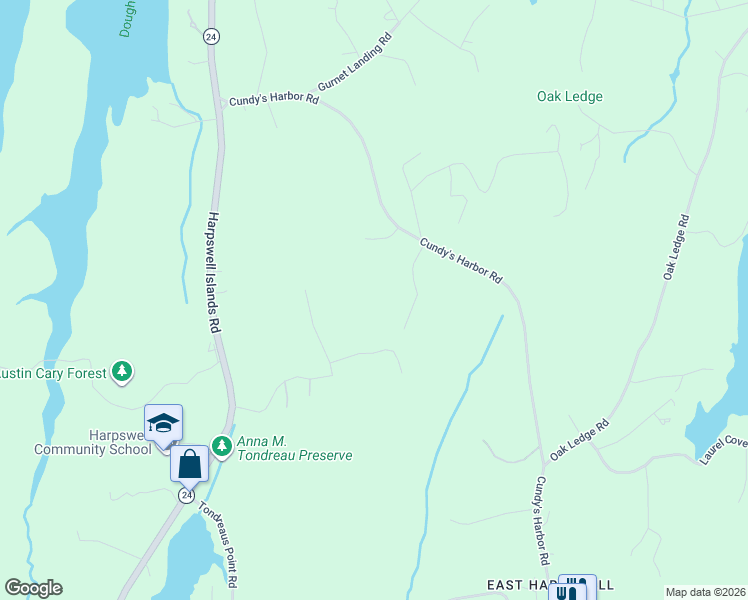 map of restaurants, bars, coffee shops, grocery stores, and more near 48 Merritt Road in Harpswell