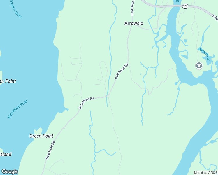 map of restaurants, bars, coffee shops, grocery stores, and more near 145 Bald Head Road in Arrowsic