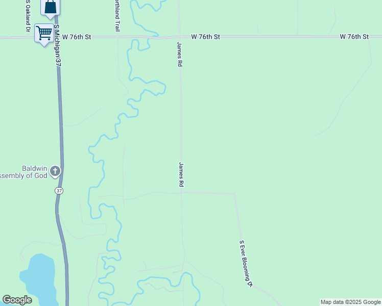 map of restaurants, bars, coffee shops, grocery stores, and more near 9976 James Road in Baldwin