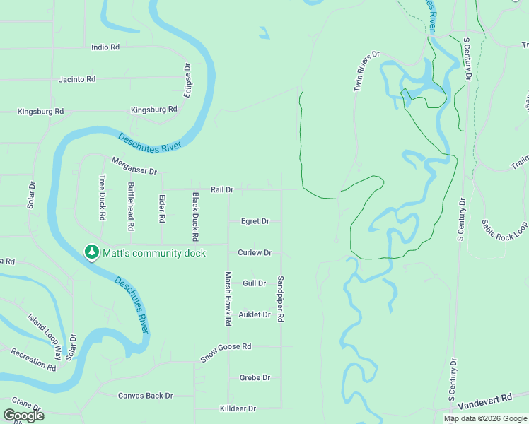 map of restaurants, bars, coffee shops, grocery stores, and more near 17472 Egret Drive in Bend