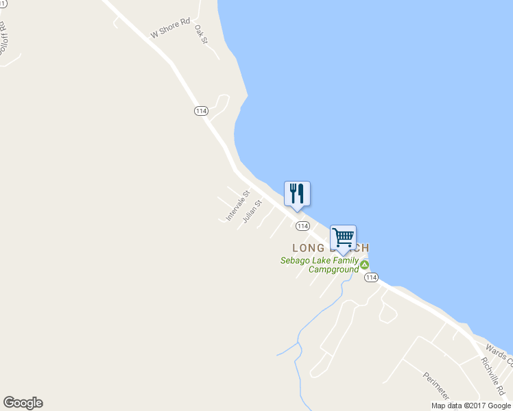 map of restaurants, bars, coffee shops, grocery stores, and more near Julian Street in Sebago
