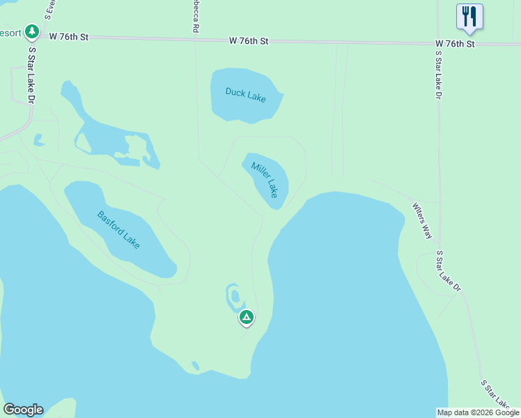 map of restaurants, bars, coffee shops, grocery stores, and more near 9984 South Rebecca Road in Baldwin