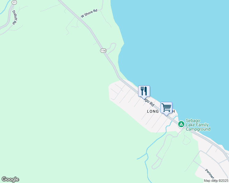 map of restaurants, bars, coffee shops, grocery stores, and more near Harvard Street in Sebago