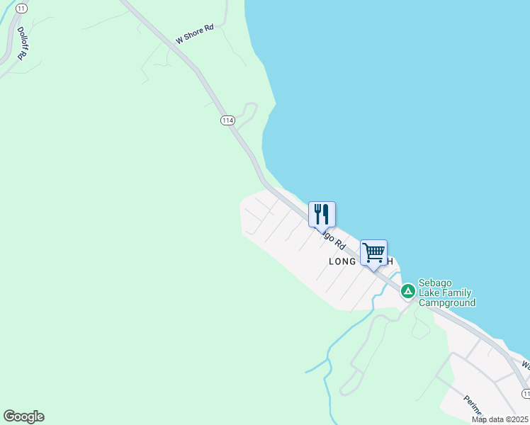 map of restaurants, bars, coffee shops, grocery stores, and more near 13 Harvard Street in Sebago