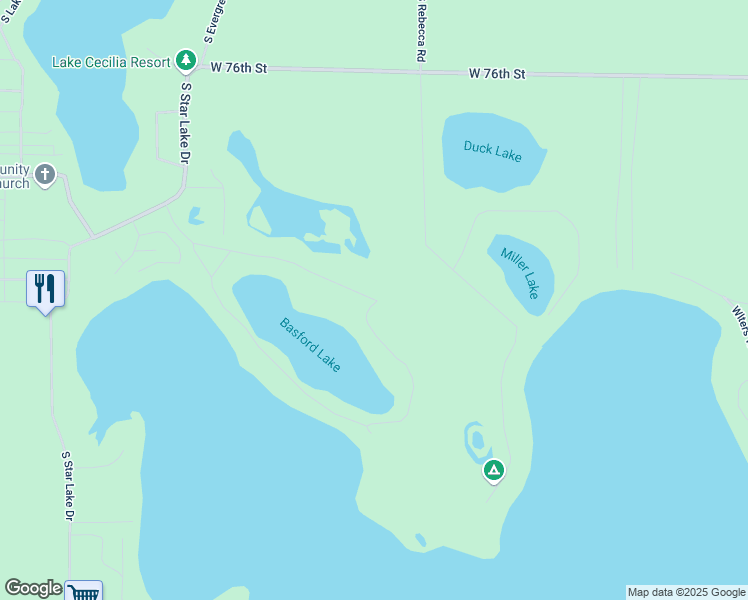 map of restaurants, bars, coffee shops, grocery stores, and more near 7637 Basford Lake Drive in Baldwin