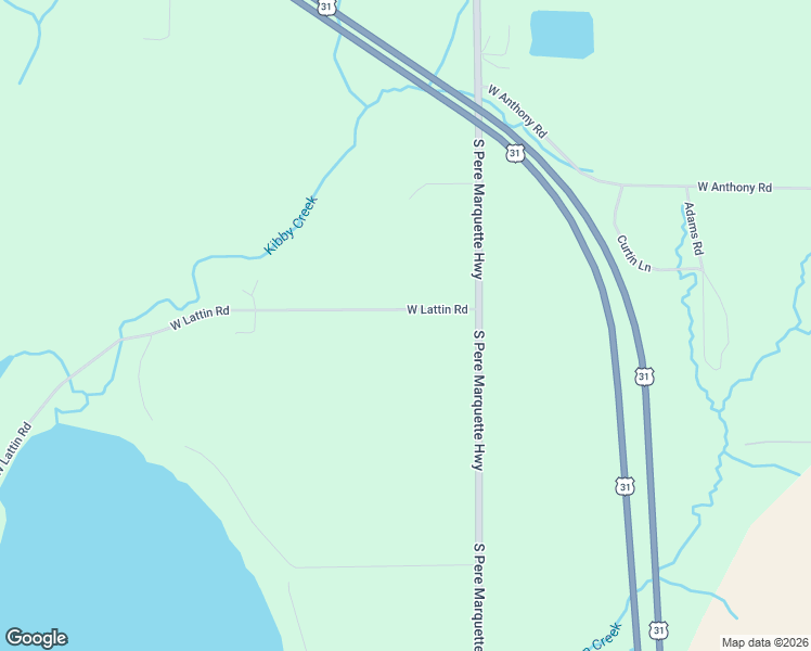 map of restaurants, bars, coffee shops, grocery stores, and more near 4931 West Lattin Road in Pentwater