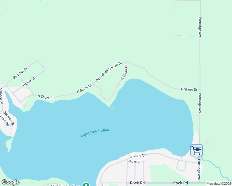 map of restaurants, bars, coffee shops, grocery stores, and more near 11002-11100 North Shore Drive in Lake