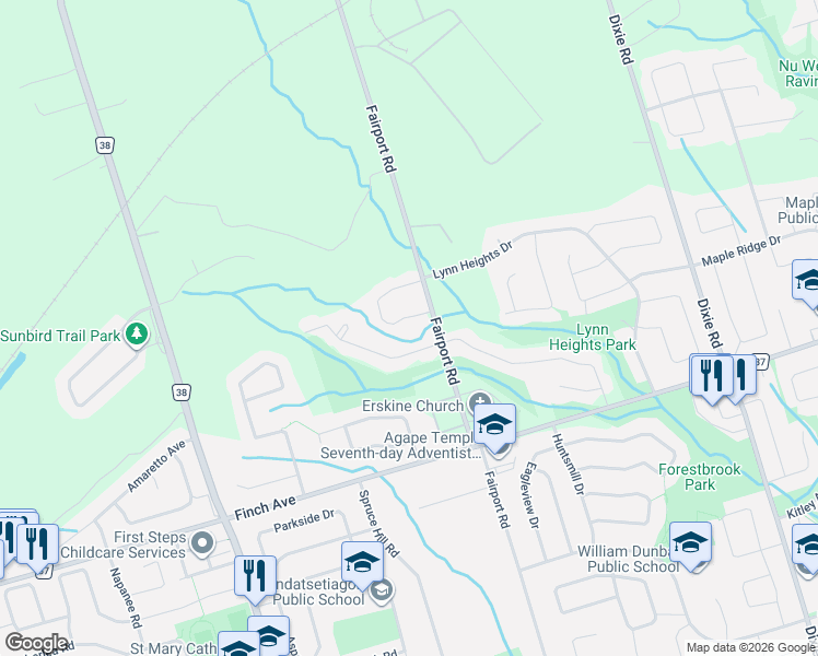map of restaurants, bars, coffee shops, grocery stores, and more near 807 Primrose Court in Pickering
