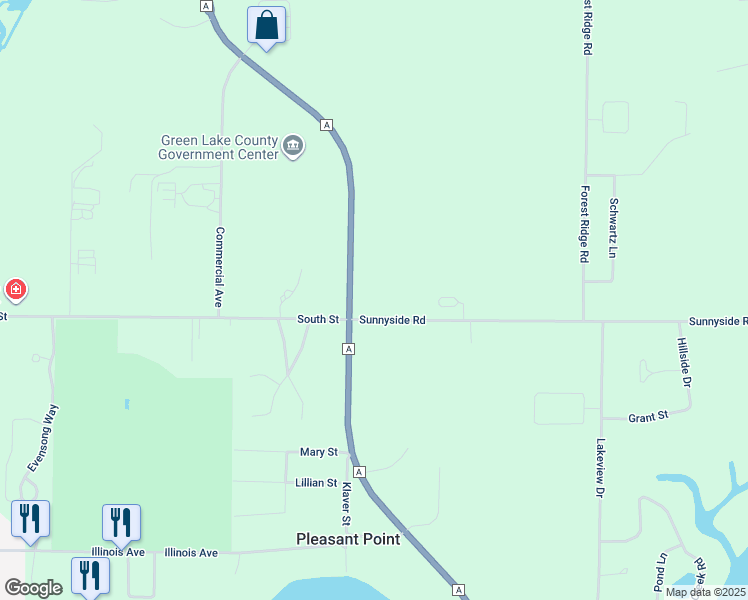 map of restaurants, bars, coffee shops, grocery stores, and more near 820 Sunnyside Road in Green Lake