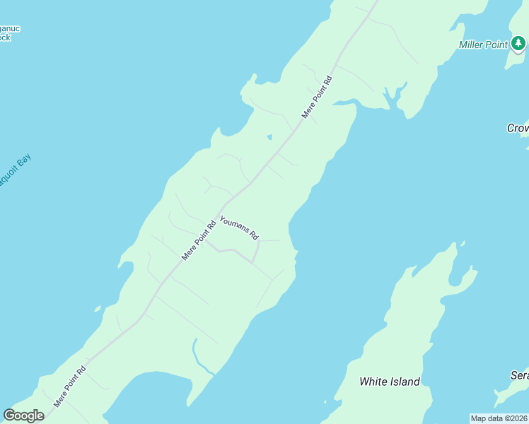 map of restaurants, bars, coffee shops, grocery stores, and more near 853 Mere Point Road in Brunswick