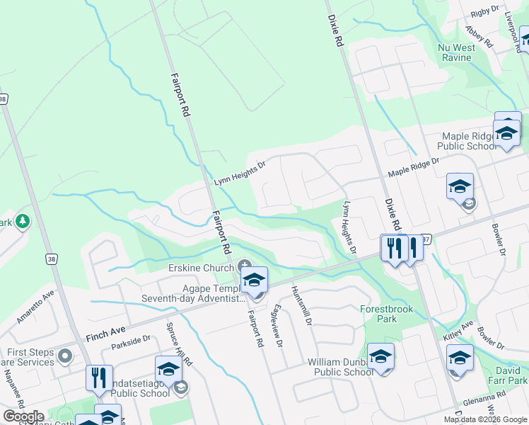 map of restaurants, bars, coffee shops, grocery stores, and more near 903 Alanbury Crescent in Pickering