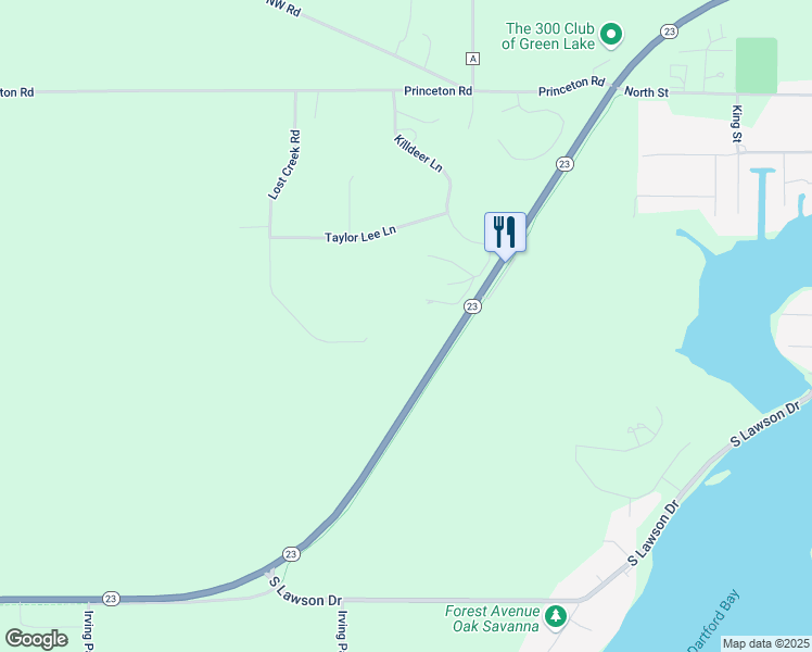 map of restaurants, bars, coffee shops, grocery stores, and more near 5908 Lost Creek Rd in Green Lake