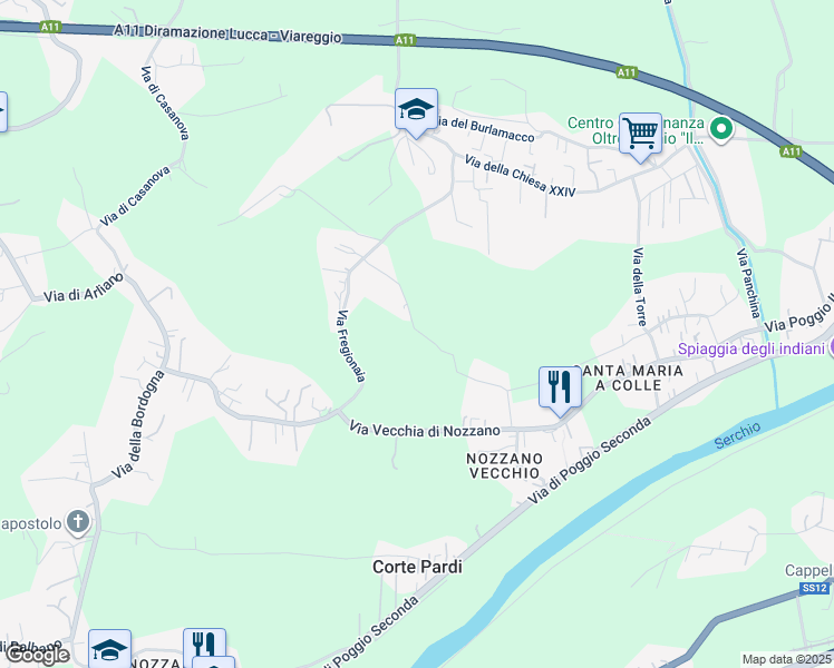 map of restaurants, bars, coffee shops, grocery stores, and more near in Province of Lucca