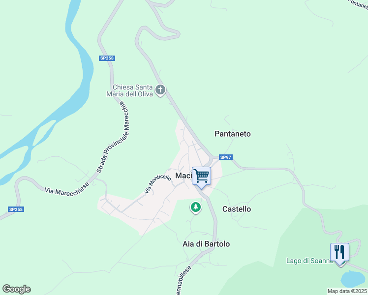 map of restaurants, bars, coffee shops, grocery stores, and more near 23 Via Aia Marcucci in Provincia di Rimini
