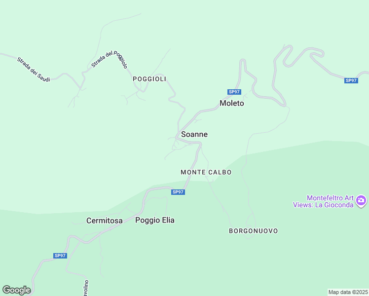 map of restaurants, bars, coffee shops, grocery stores, and more near 63 Via Strada per Soanne in Soanne
