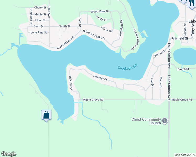 map of restaurants, bars, coffee shops, grocery stores, and more near 847 Hillcrest Drive in Lake