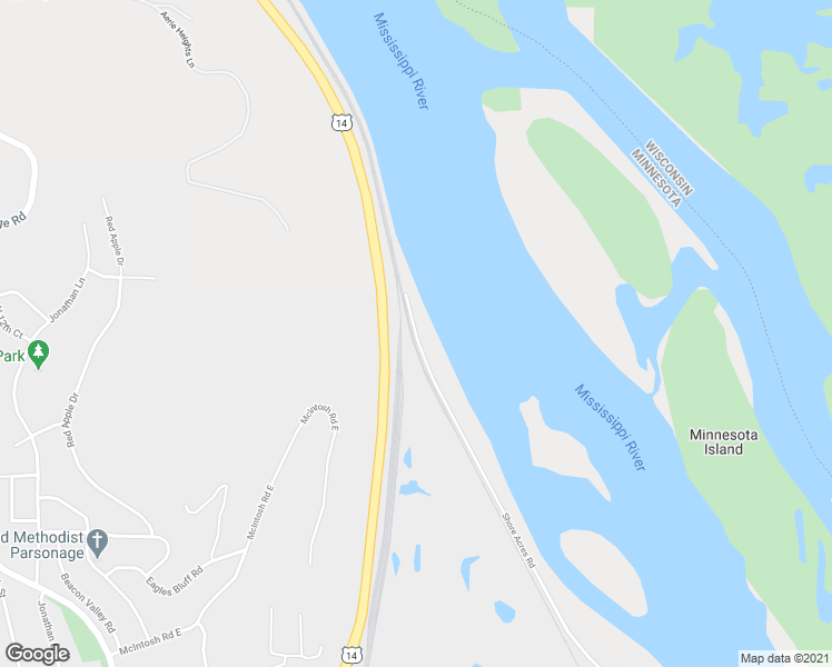 map of restaurants, bars, coffee shops, grocery stores, and more near 834 Shore Acres Road in La Crescent