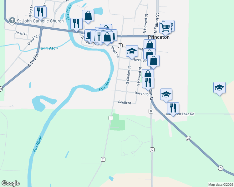 map of restaurants, bars, coffee shops, grocery stores, and more near 313 Dover Street in Princeton