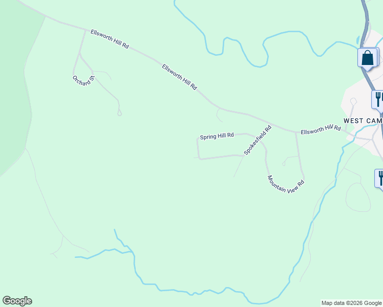 map of restaurants, bars, coffee shops, grocery stores, and more near 76 Spring Hill Road in Campton