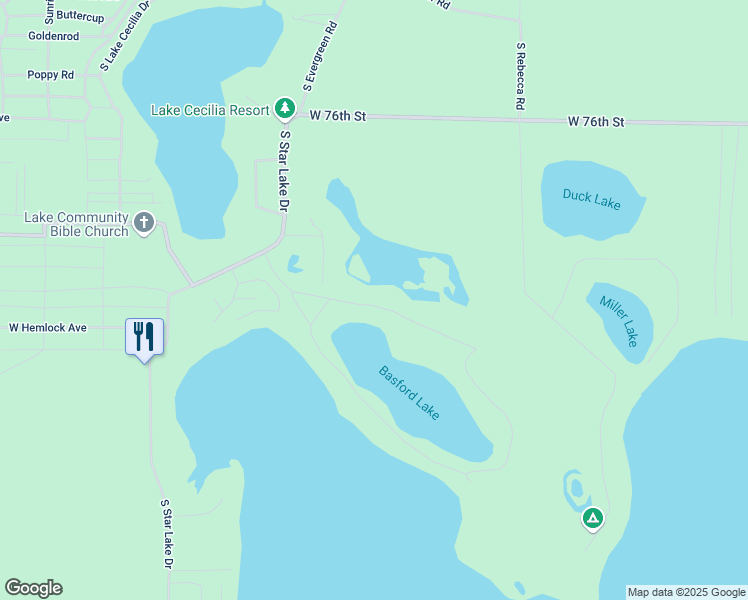 map of restaurants, bars, coffee shops, grocery stores, and more near 7637 Basford Lake Drive in Baldwin
