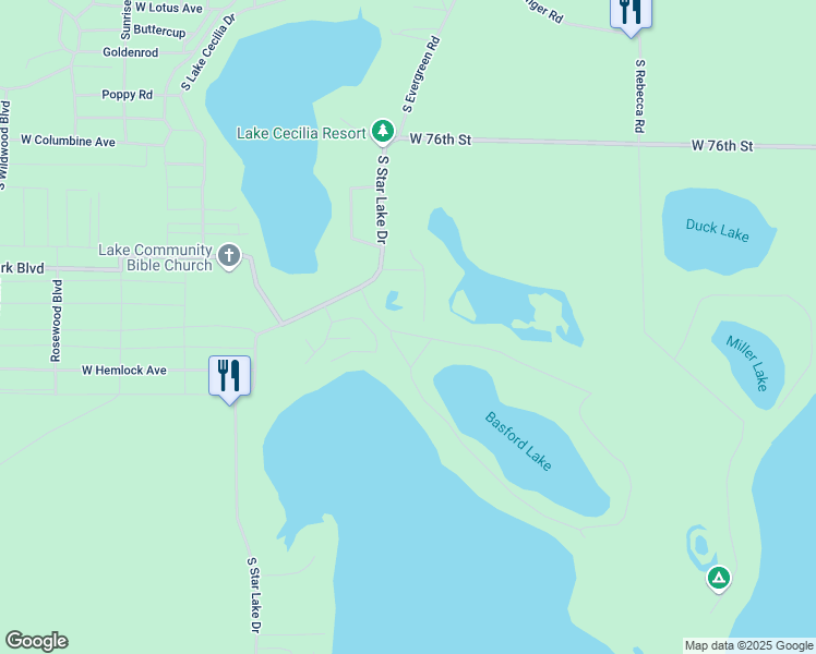 map of restaurants, bars, coffee shops, grocery stores, and more near 7719 Merlo Trail in Baldwin