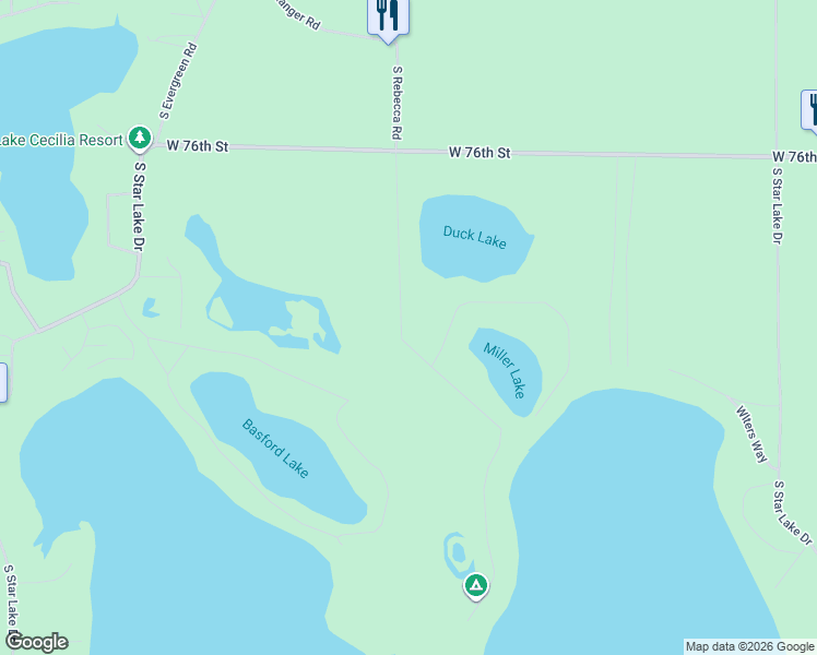map of restaurants, bars, coffee shops, grocery stores, and more near 9724 South Rebecca Road in Baldwin