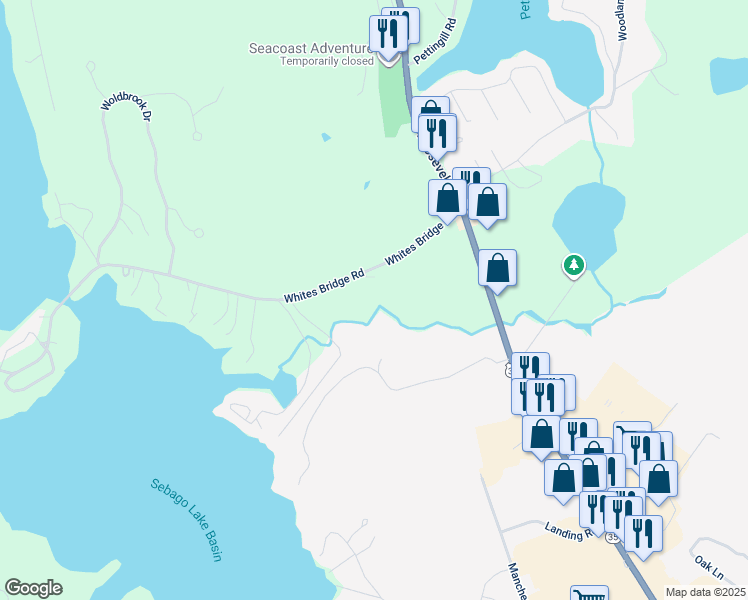 map of restaurants, bars, coffee shops, grocery stores, and more near 52 Whites Bridge Road in Windham